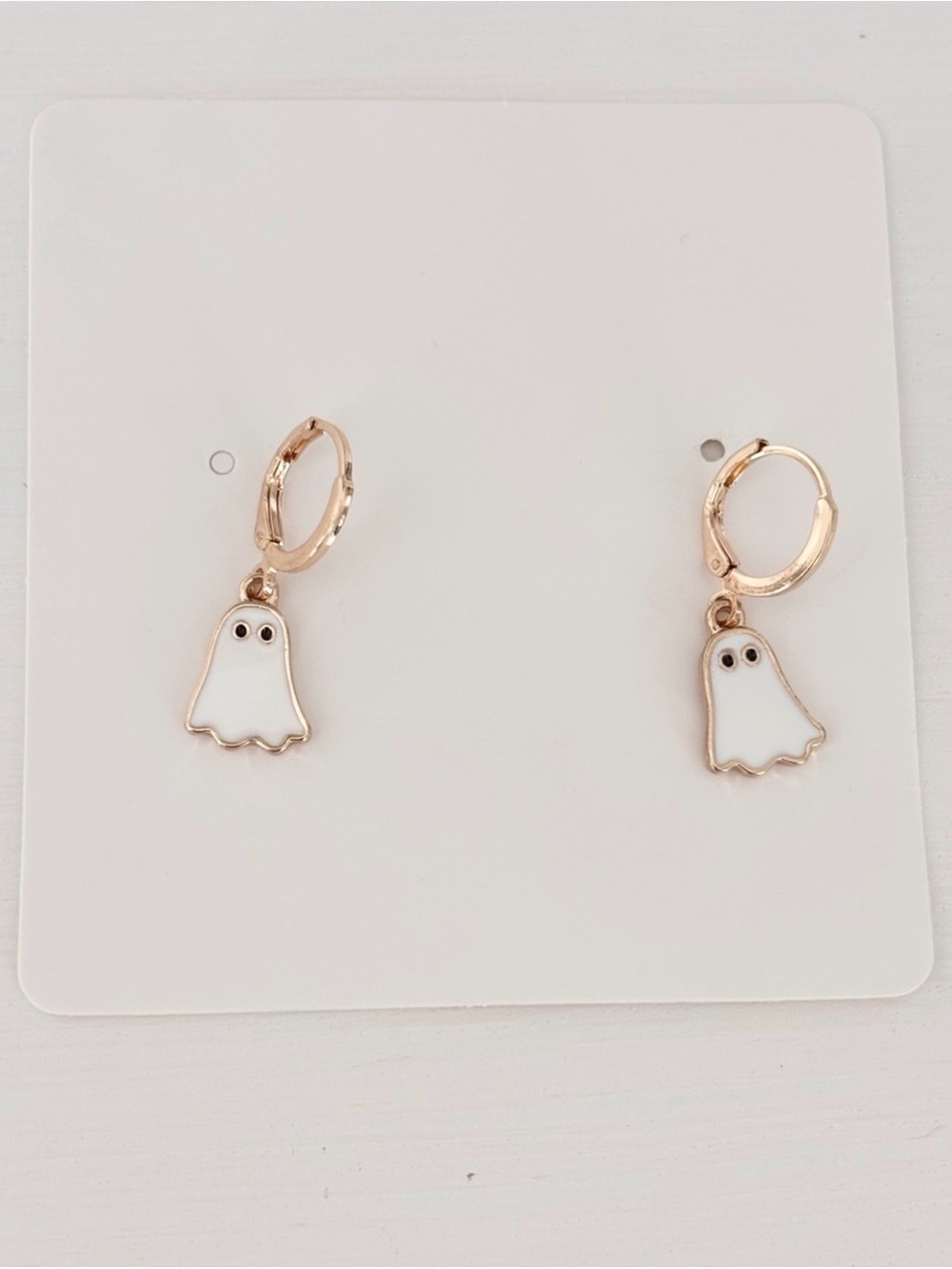 Enamel Ghost Huggie Hoop Earrings NWT